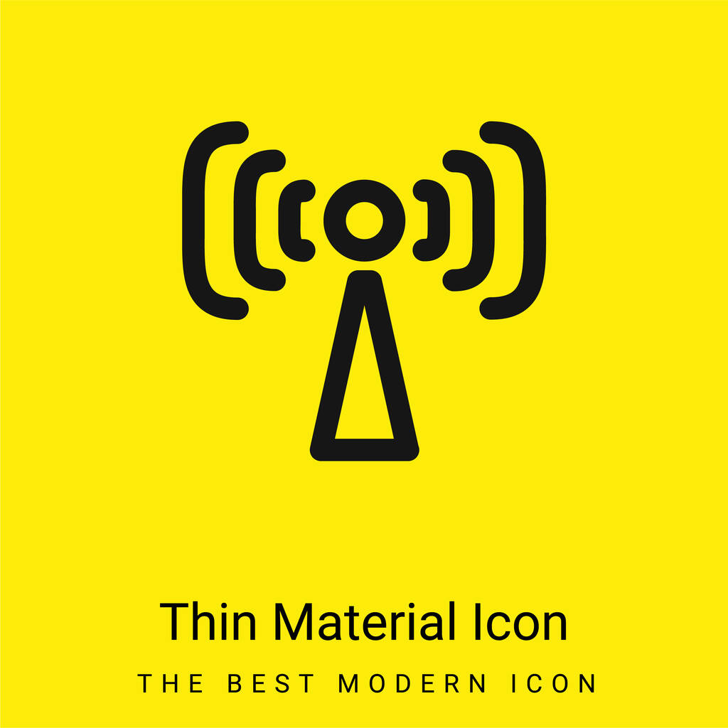 Símbolo de sinal de antena ícone de material amarelo brilhante mínimo - Vetor, Imagem