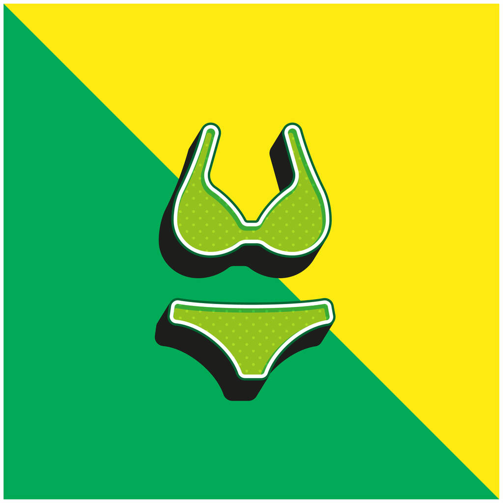 ビキニグリーンと黄色のモダンな3Dベクトルアイコンのロゴ - ベクター画像