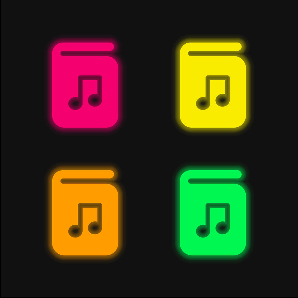 Βιβλίο ήχου τέσσερα χρώμα λαμπερό εικονίδιο διάνυσμα νέον - Διάνυσμα, εικόνα