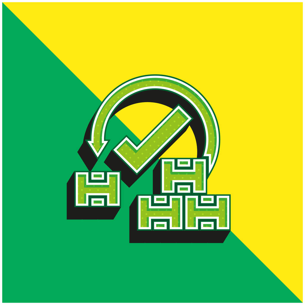 Hyväksyminen Vihreä ja keltainen moderni 3d vektori kuvake logo - Vektori, kuva