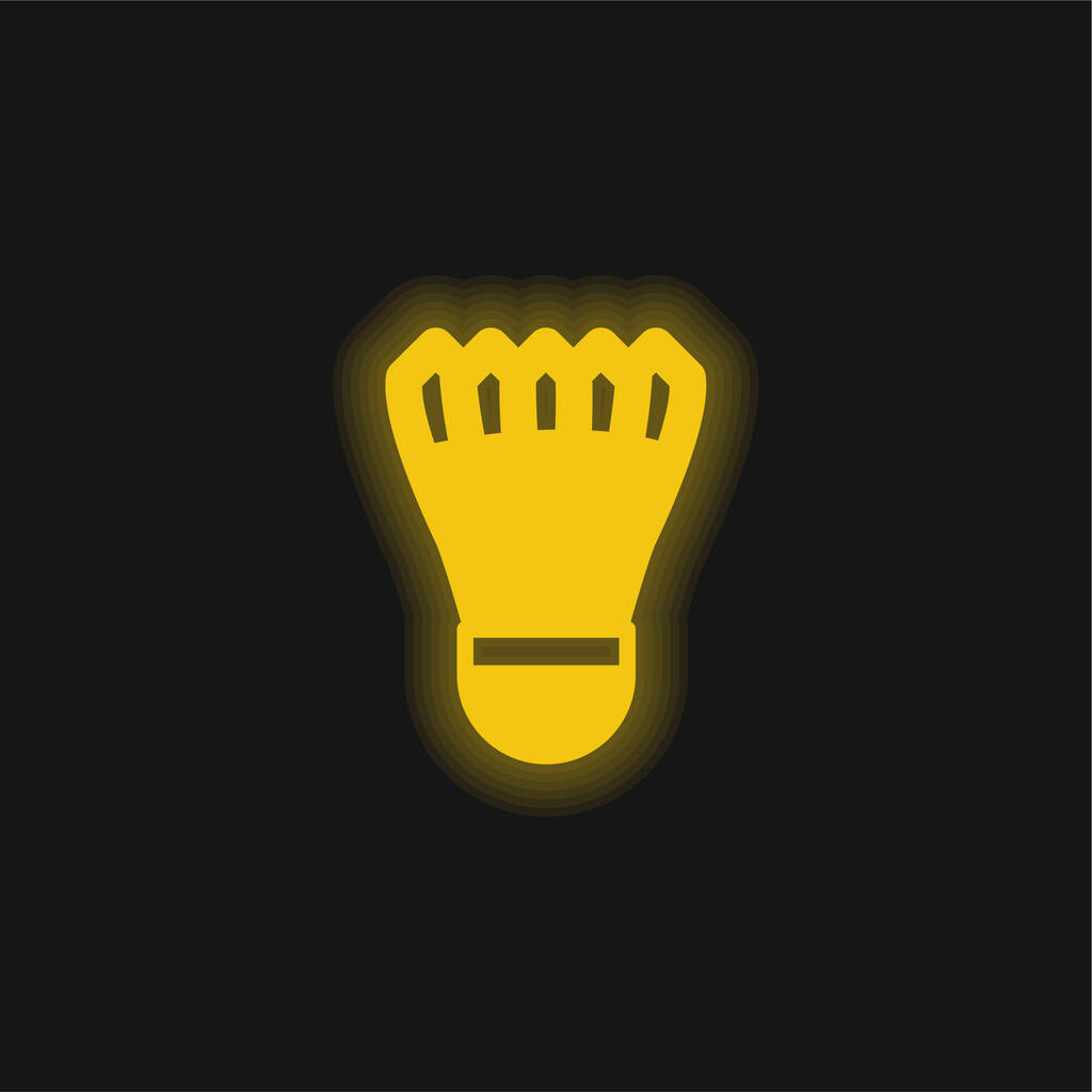 Sulkapallo keltainen hehkuva neon kuvake - Vektori, kuva