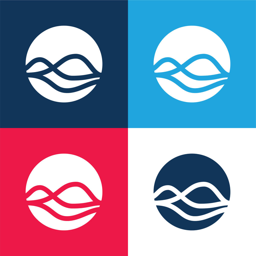 Asistente azul y rojo de cuatro colores mínimo icono conjunto - Vector, Imagen
