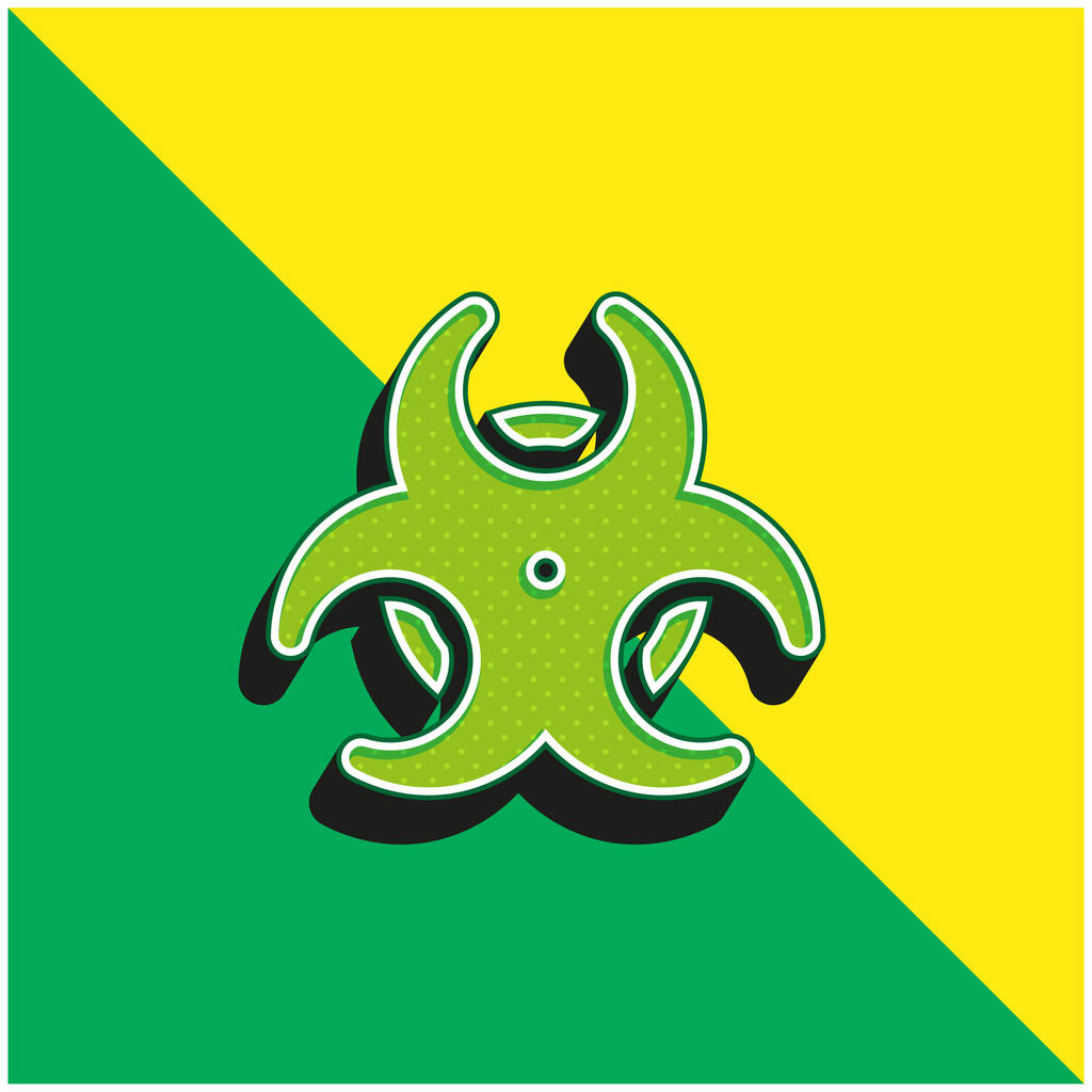 Biohazard Groen en geel modern 3D vector icoon logo - Vector, afbeelding