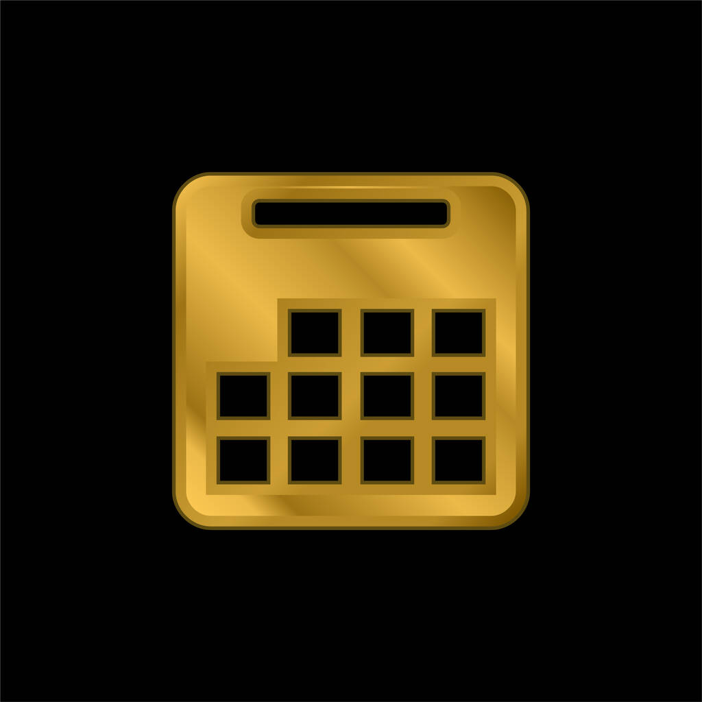 Roczny kalendarz pozłacany metaliczna ikona lub wektor logo - Wektor, obraz