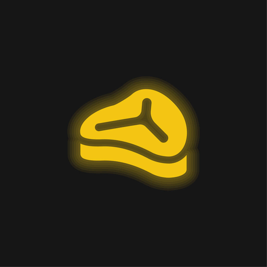 Big Steak žlutá zářící neonová ikona - Vektor, obrázek