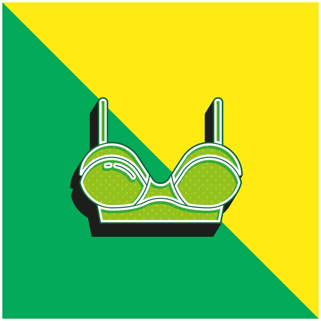 Sujetador verde y amarillo moderno 3d vector icono logotipo - Vector, imagen