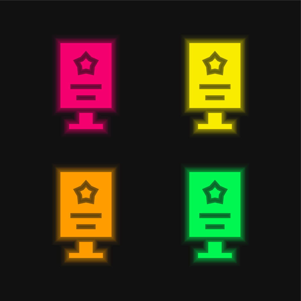 Hirdetés négy szín izzó neon vektor ikon - Vektor, kép