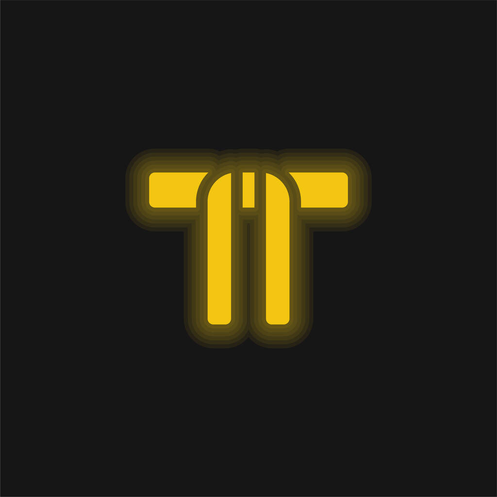 Fekete öv sárga izzó neon ikon - Vektor, kép