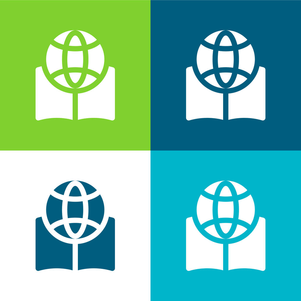 Book Flat négy szín minimális ikon készlet - Vektor, kép