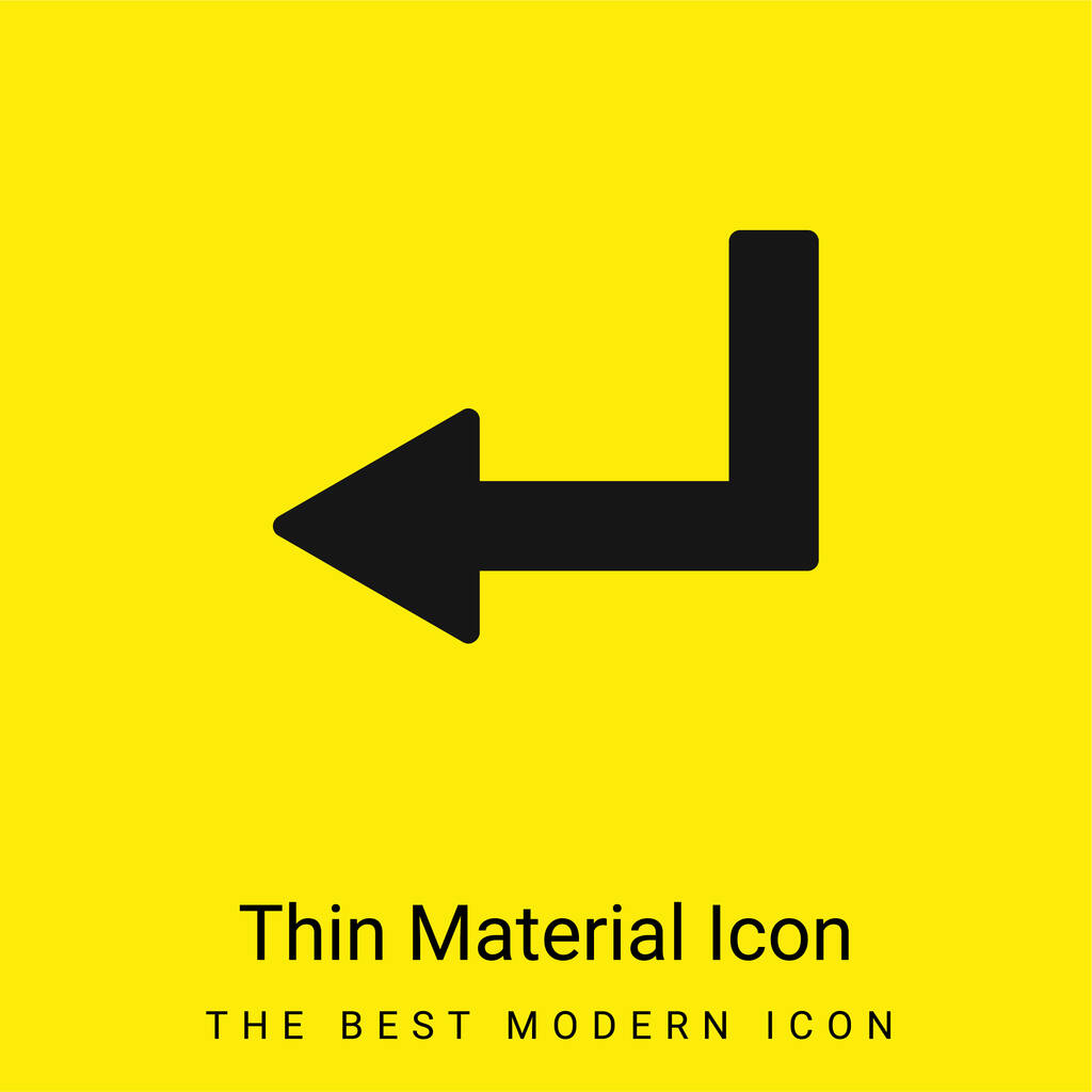 Flecha izquierda ángulo roto mínimo icono de material amarillo brillante - Vector, Imagen