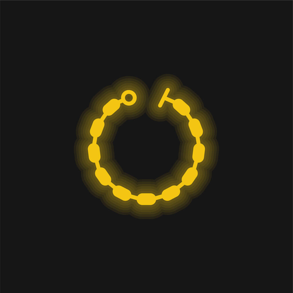 Rannekoru keltainen hehkuva neon kuvake - Vektori, kuva
