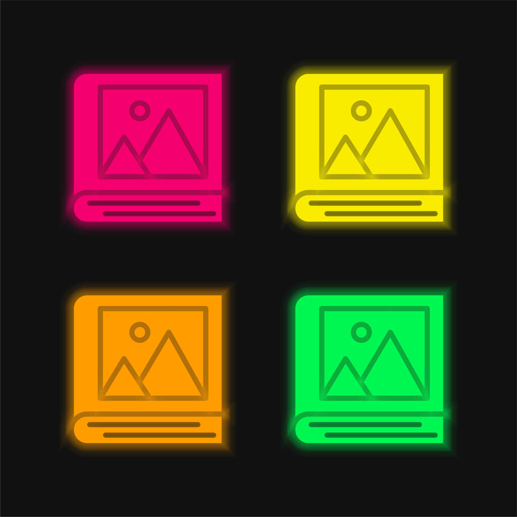 Album vier Farbe leuchtenden Neon-Vektor-Symbol - Vektor, Bild