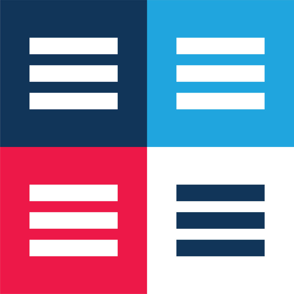 Bar Menu niebieski i czerwony zestaw czterech kolorów minimalny zestaw ikon - Wektor, obraz