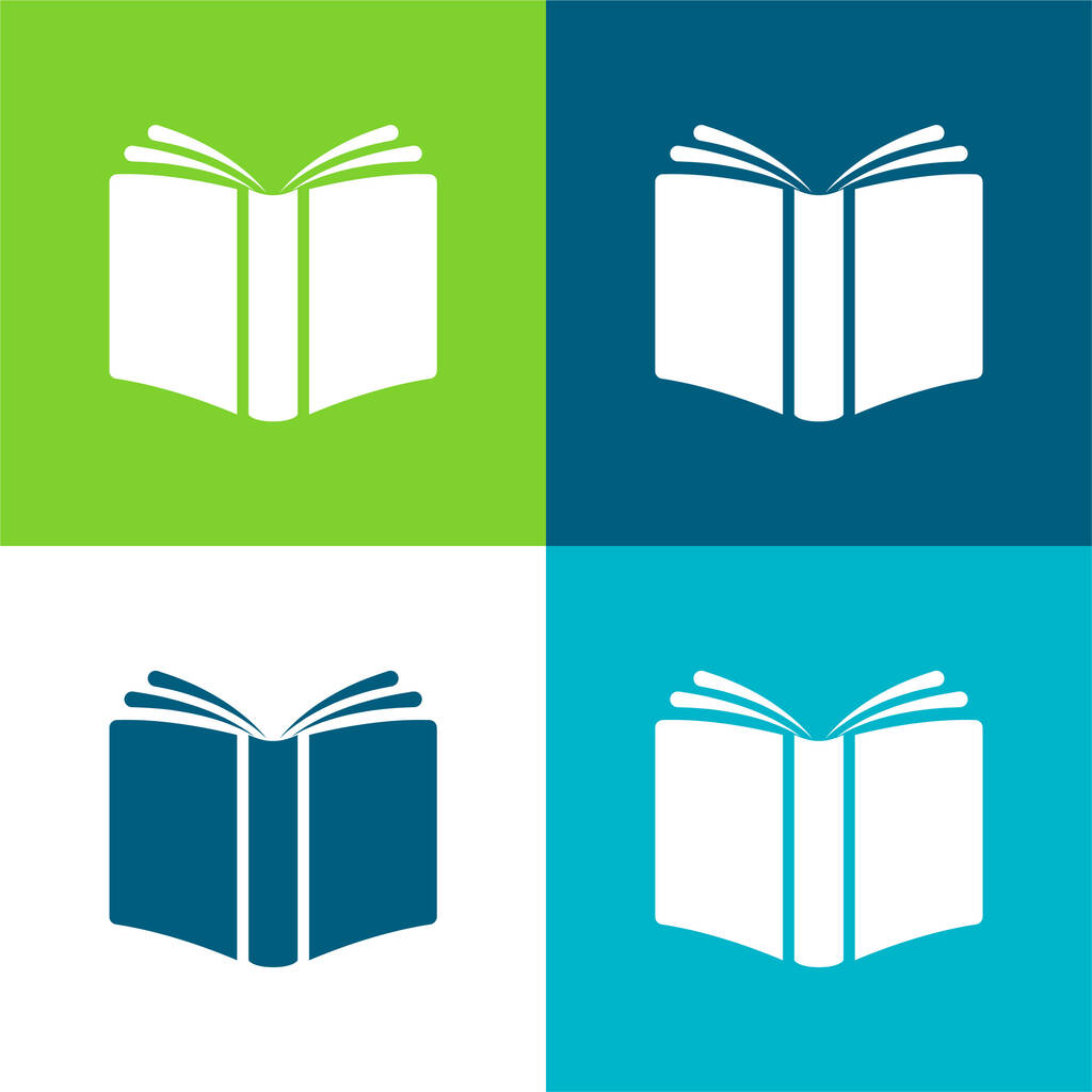 Book Cover Flat cztery kolory minimalny zestaw ikon - Wektor, obraz