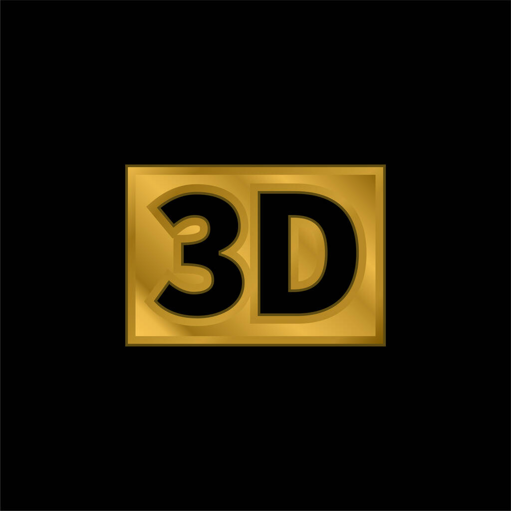 3D Movie gold plated metalic icon or logo vector - Vector, Image