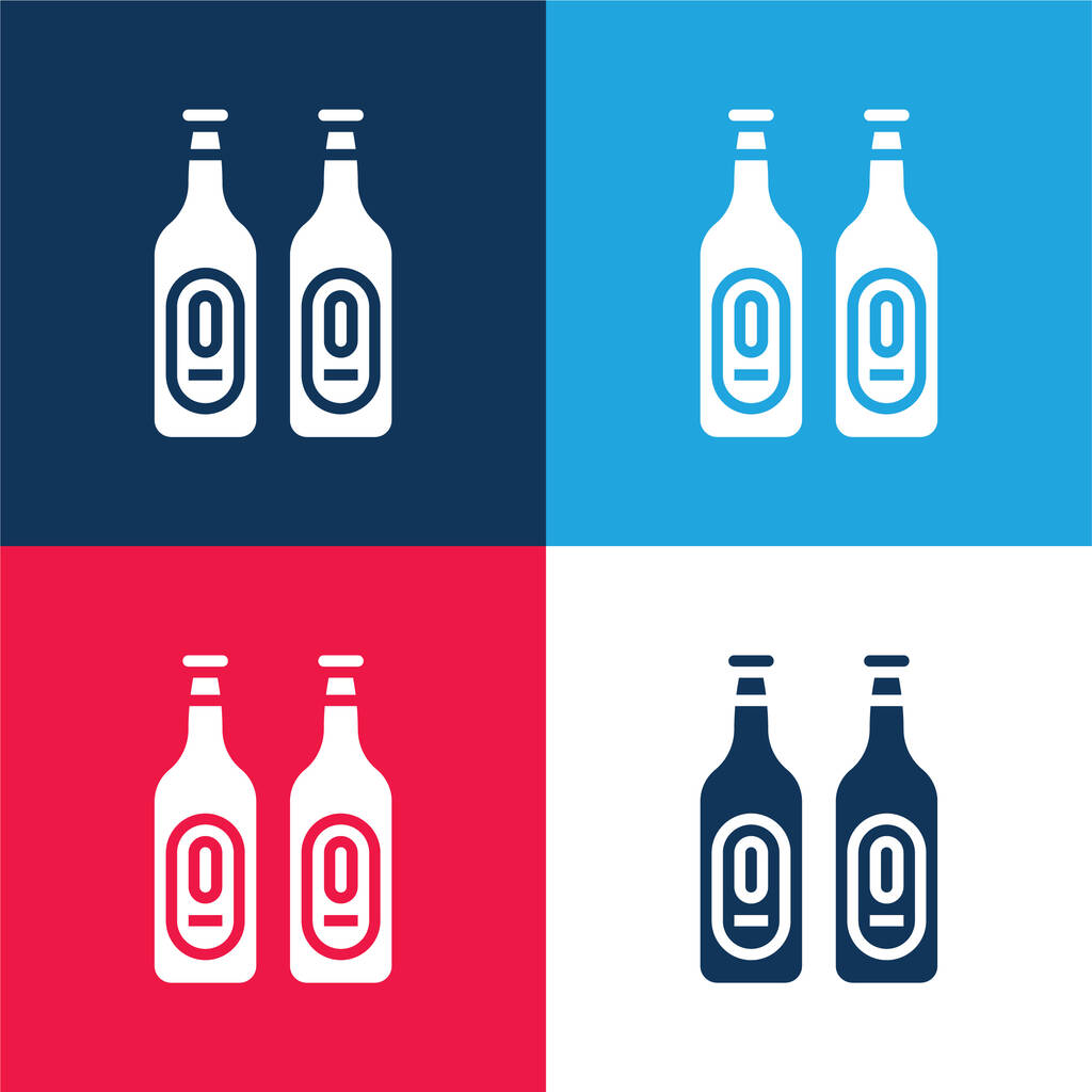 Пиво синьо-червоний чотирикольоровий мінімальний набір піктограм
 - Вектор, зображення