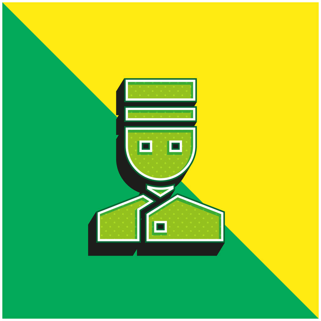 Bellhop Verde e amarelo moderno logotipo vetor 3d ícone - Vetor, Imagem