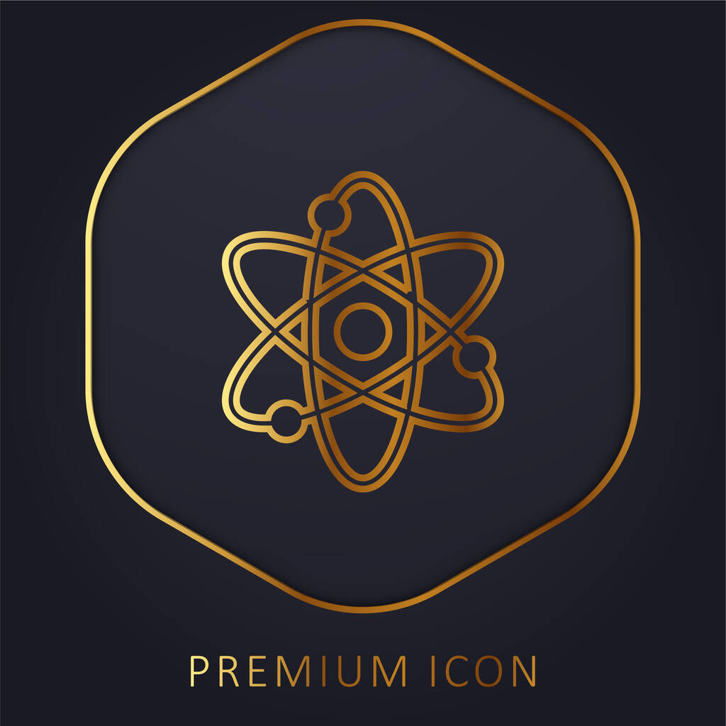 Atomic golden line premium logo of pictogram - Vector, afbeelding