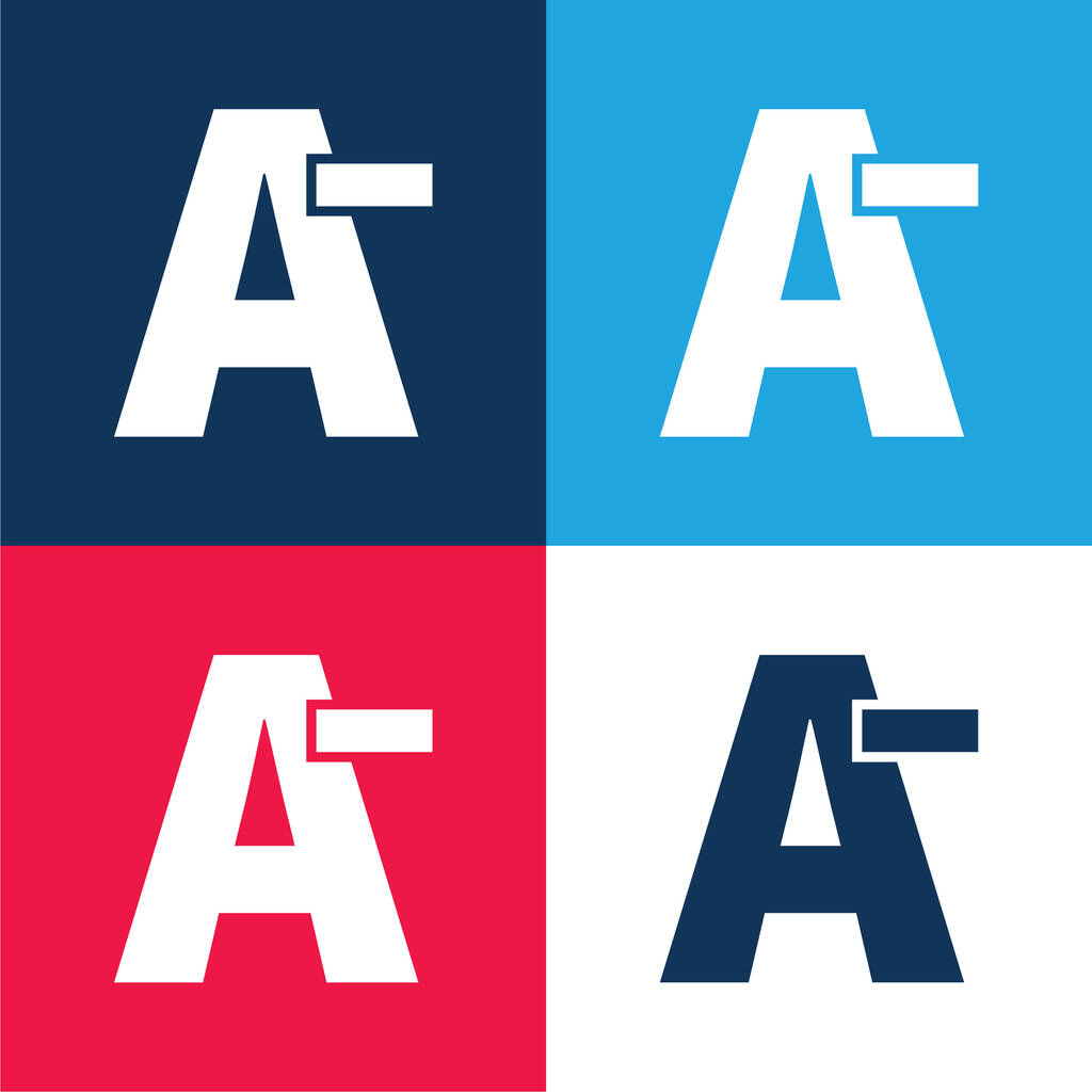 Un meno Test Simbolo blu e rosso quattro colori minimo set di icone - Vettoriali, immagini