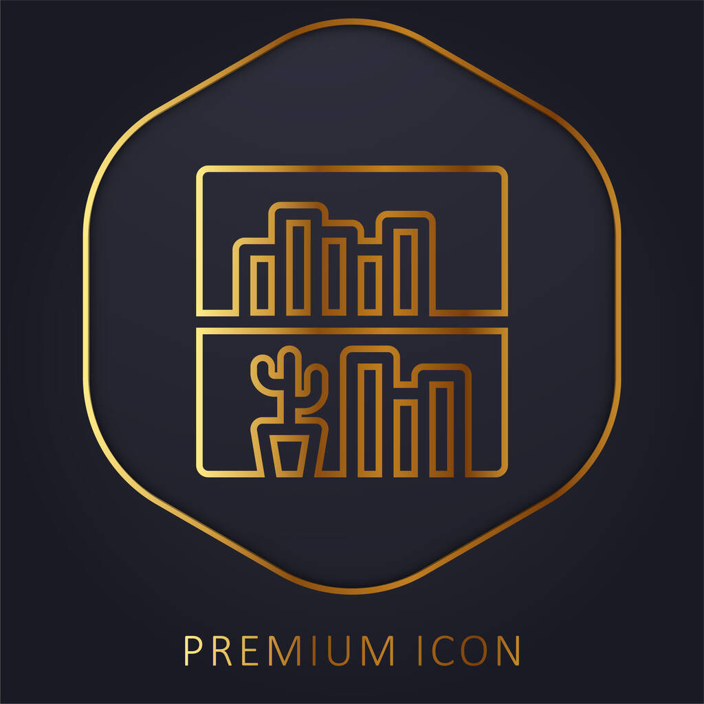 Estantería de la línea de oro logotipo premium o icono - Vector, Imagen