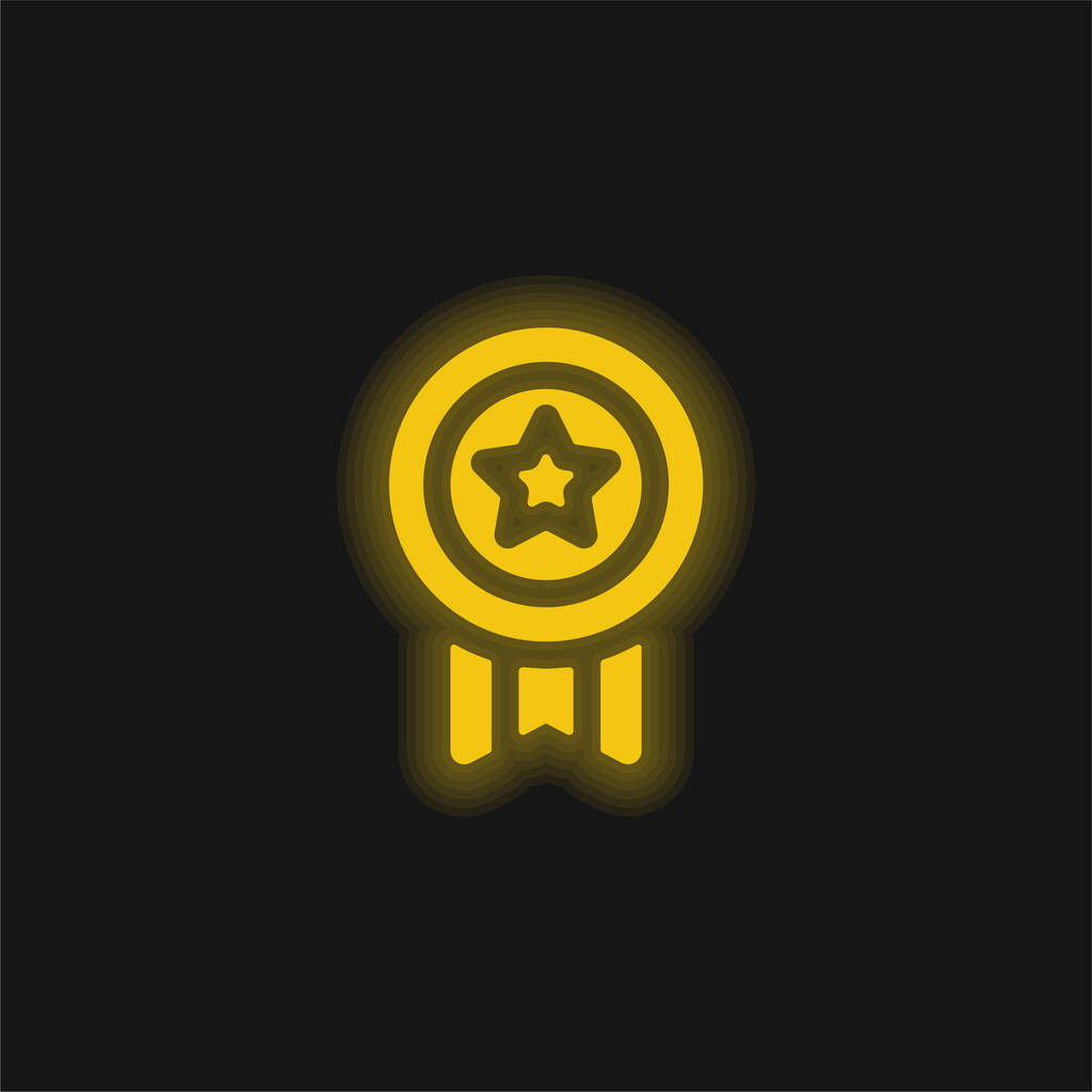 Achievement žlutá zářící neonová ikona - Vektor, obrázek