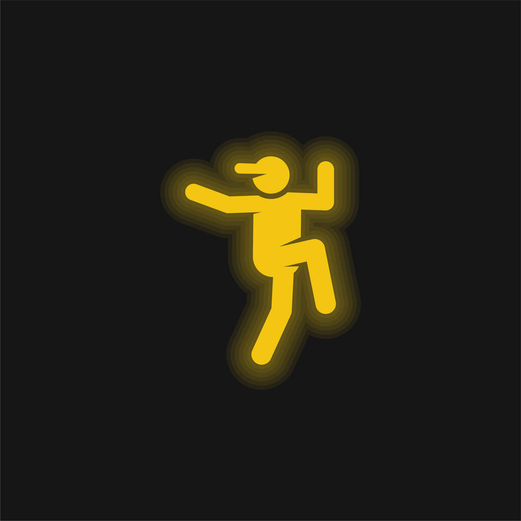Breakdance jaune brillant icône néon - Vecteur, image