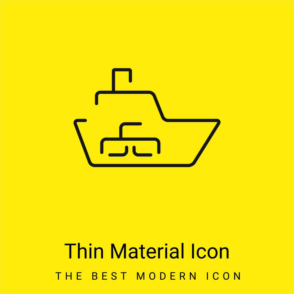 Hajó logisztika Szállítás dobozok belül minimális fényes sárga anyag ikon - Vektor, kép