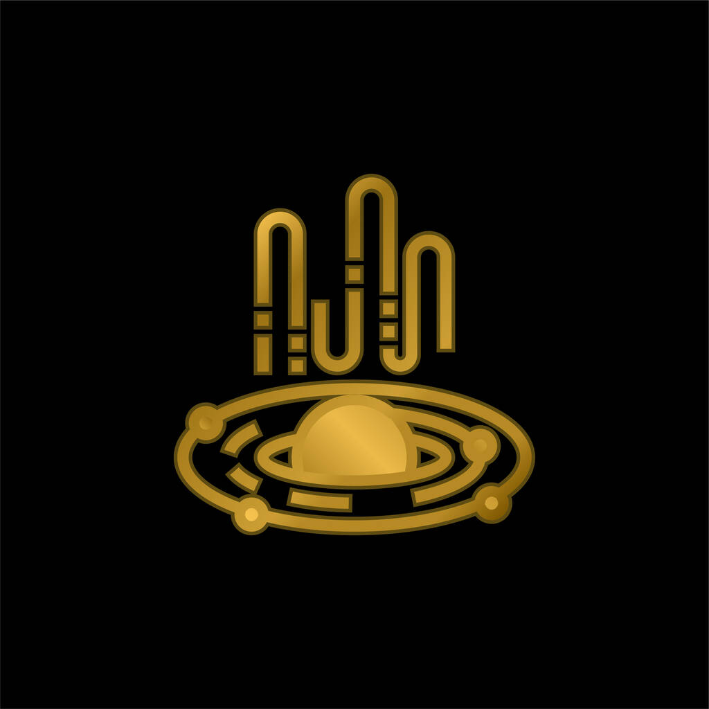 Agujero negro chapado en oro icono metálico o logo vector - Vector, imagen