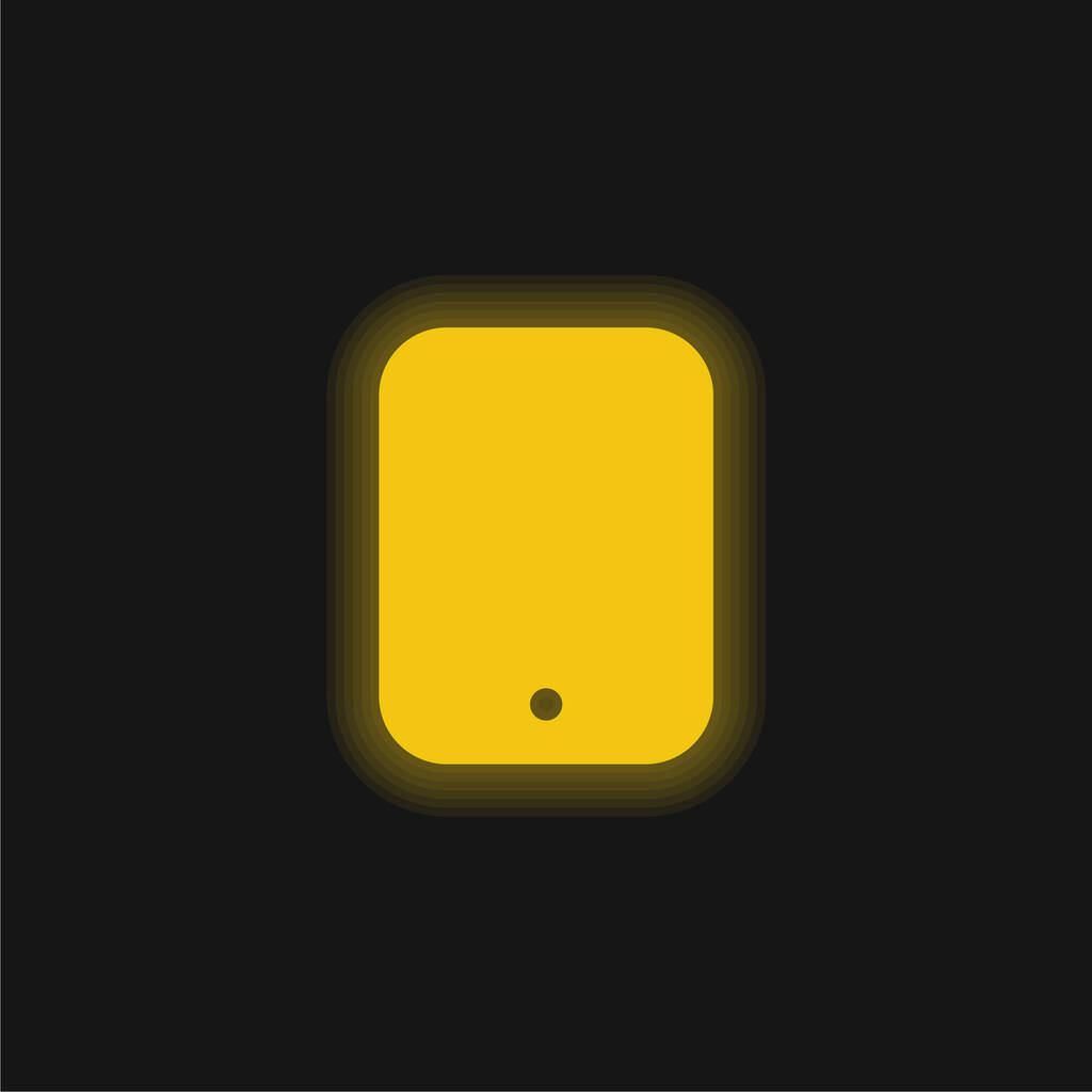 Terug Ipad geel gloeiend neon icoon - Vector, afbeelding