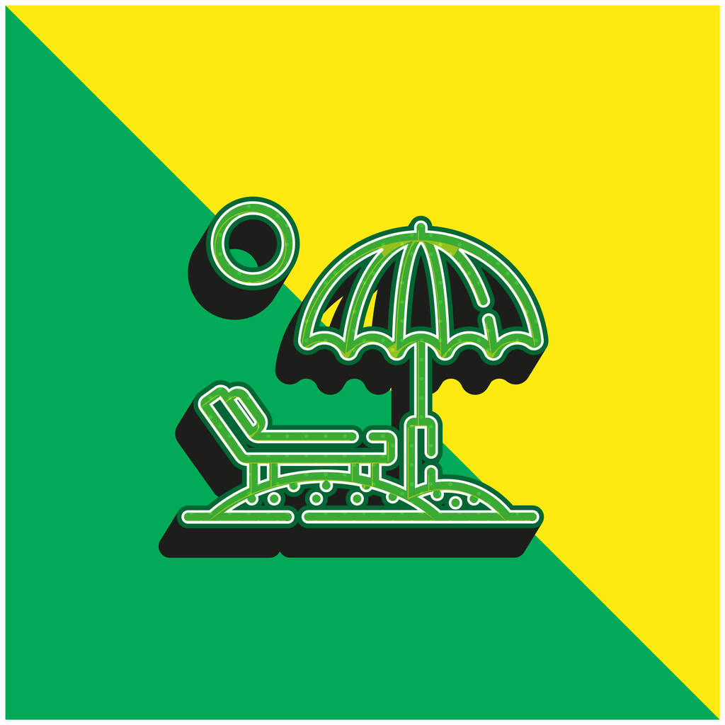 Playa verde y amarillo moderno logotipo del icono del vector 3d - Vector, imagen