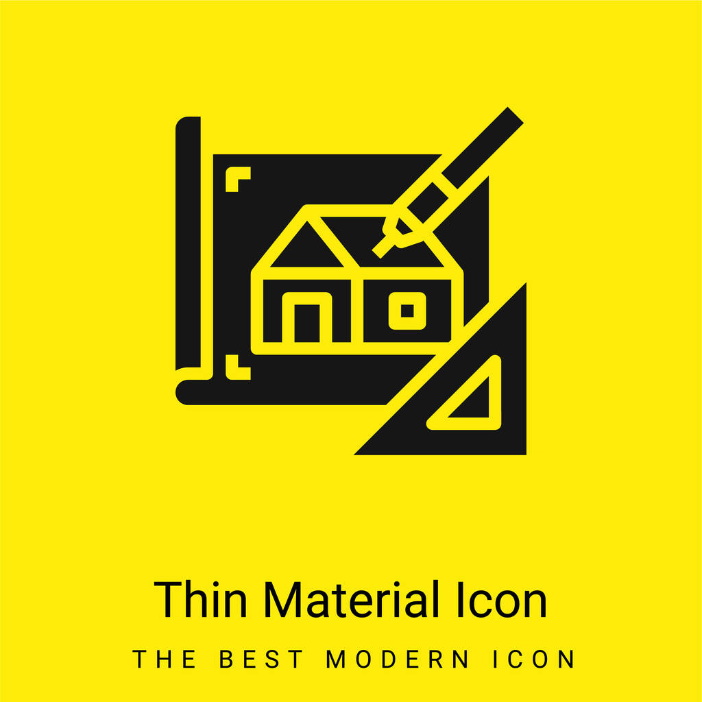 Icono mínimo de material amarillo brillante Blueprint - Vector, imagen