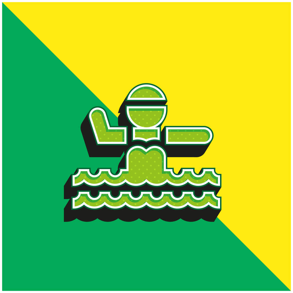 Aquagym Vihreä ja keltainen moderni 3d vektori kuvake logo - Vektori, kuva