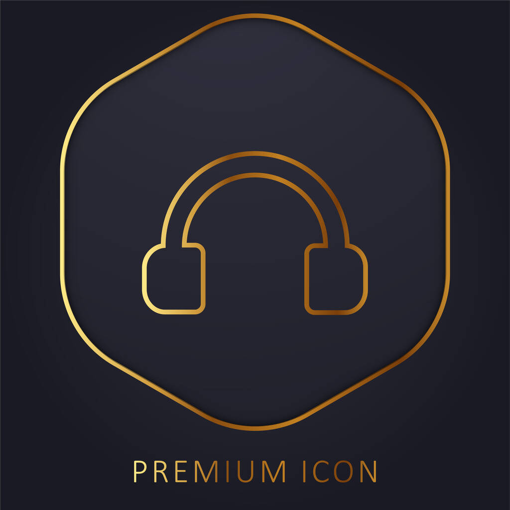 Herramienta de auriculares de audio logotipo premium de línea dorada o icono - Vector, imagen