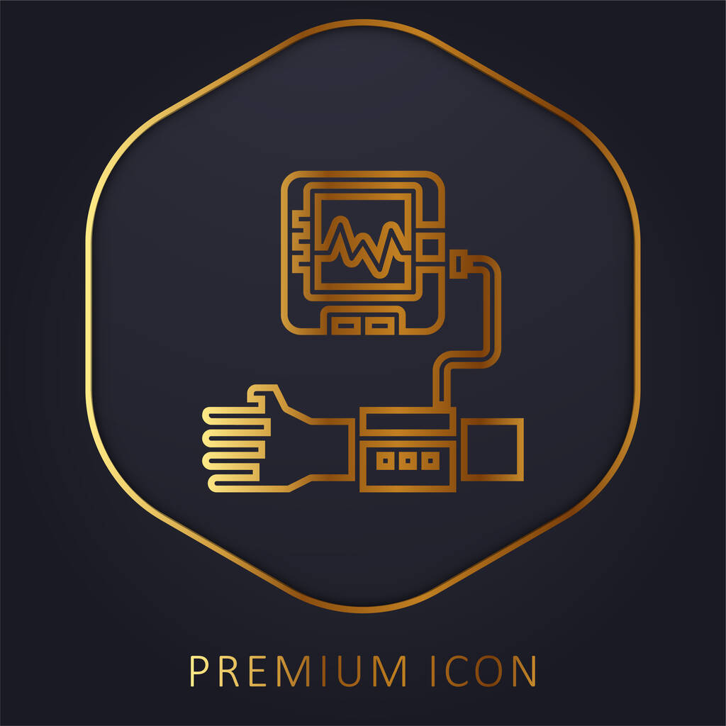 Blood Pressure golden line premium logo or icon - Vector, Image