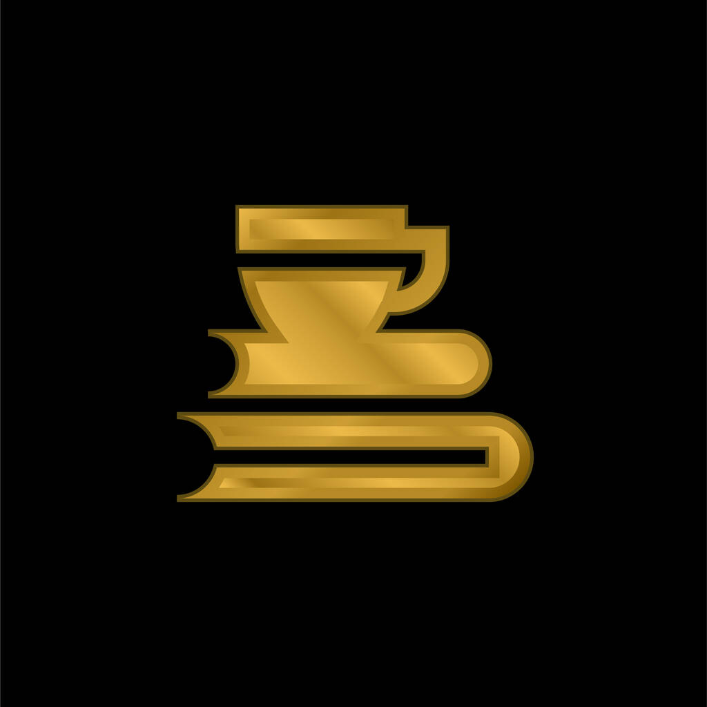 Livros banhado a ouro ícone metálico ou vetor logotipo - Vetor, Imagem