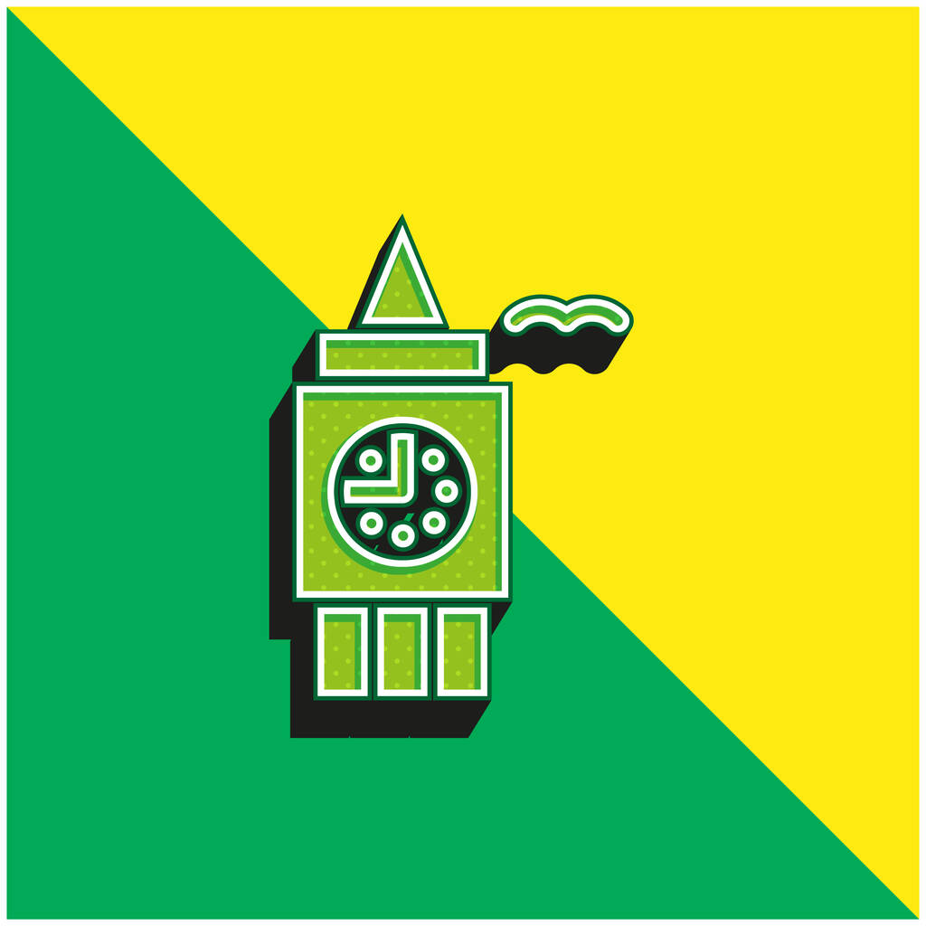 Биг Бен Зеленый и желтый современный трехмерный векторный логотип - Вектор,изображение