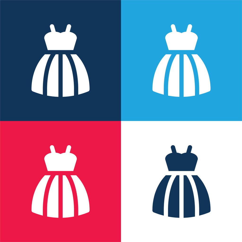 Νύφη Φόρεμα μπλε και κόκκινο τέσσερις χρώμα ελάχιστη σύνολο εικονιδίων - Διάνυσμα, εικόνα