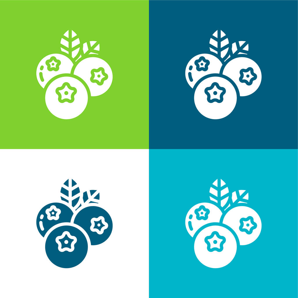 Áfonyás lapos négy szín minimális ikon készlet - Vektor, kép
