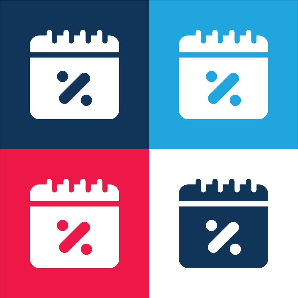 Ofertas azul y rojo de cuatro colores mínimo icono conjunto - Vector, imagen