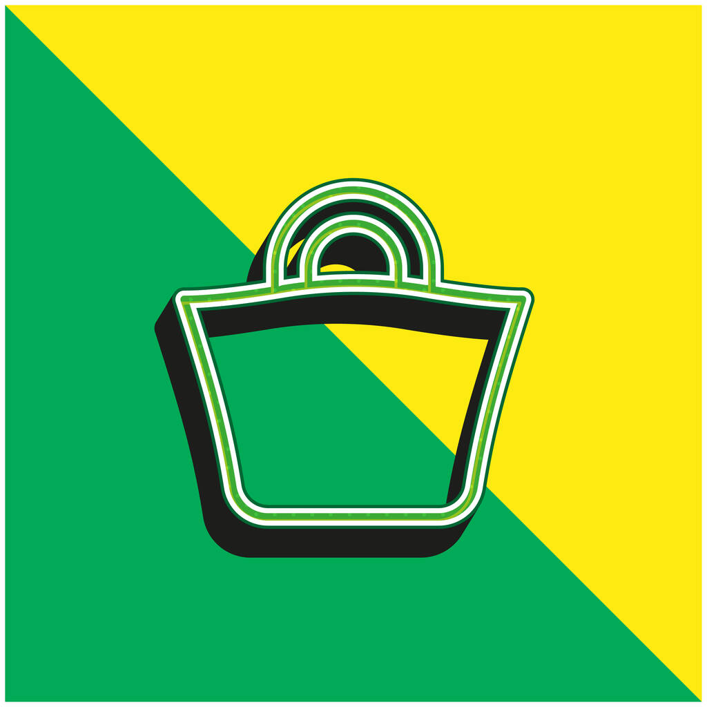 Strandtasche Grünes und gelbes modernes 3D-Vektor-Symbol-Logo - Vektor, Bild