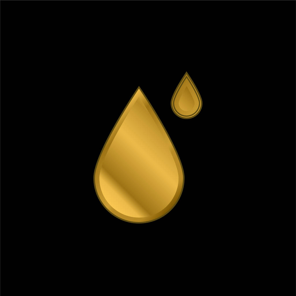 Big And Small Drops banhado a ouro ícone metálico ou vetor logotipo - Vetor, Imagem