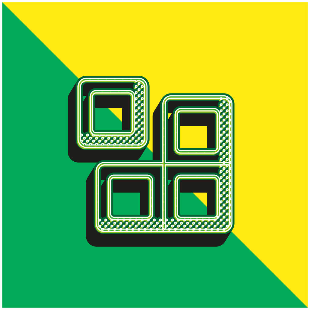 Blok Zielony i żółty nowoczesny ikona wektora 3D logo - Wektor, obraz