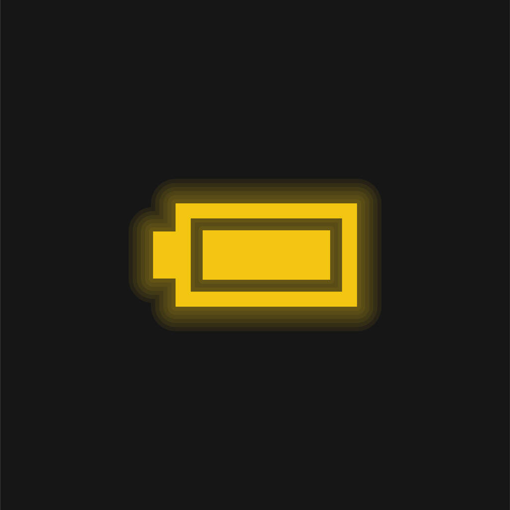 Batería amarillo brillante icono de neón - Vector, imagen