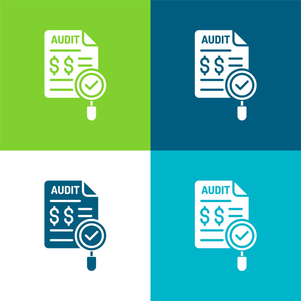 Accounting Flat four color minimal icon set - Vector, Image