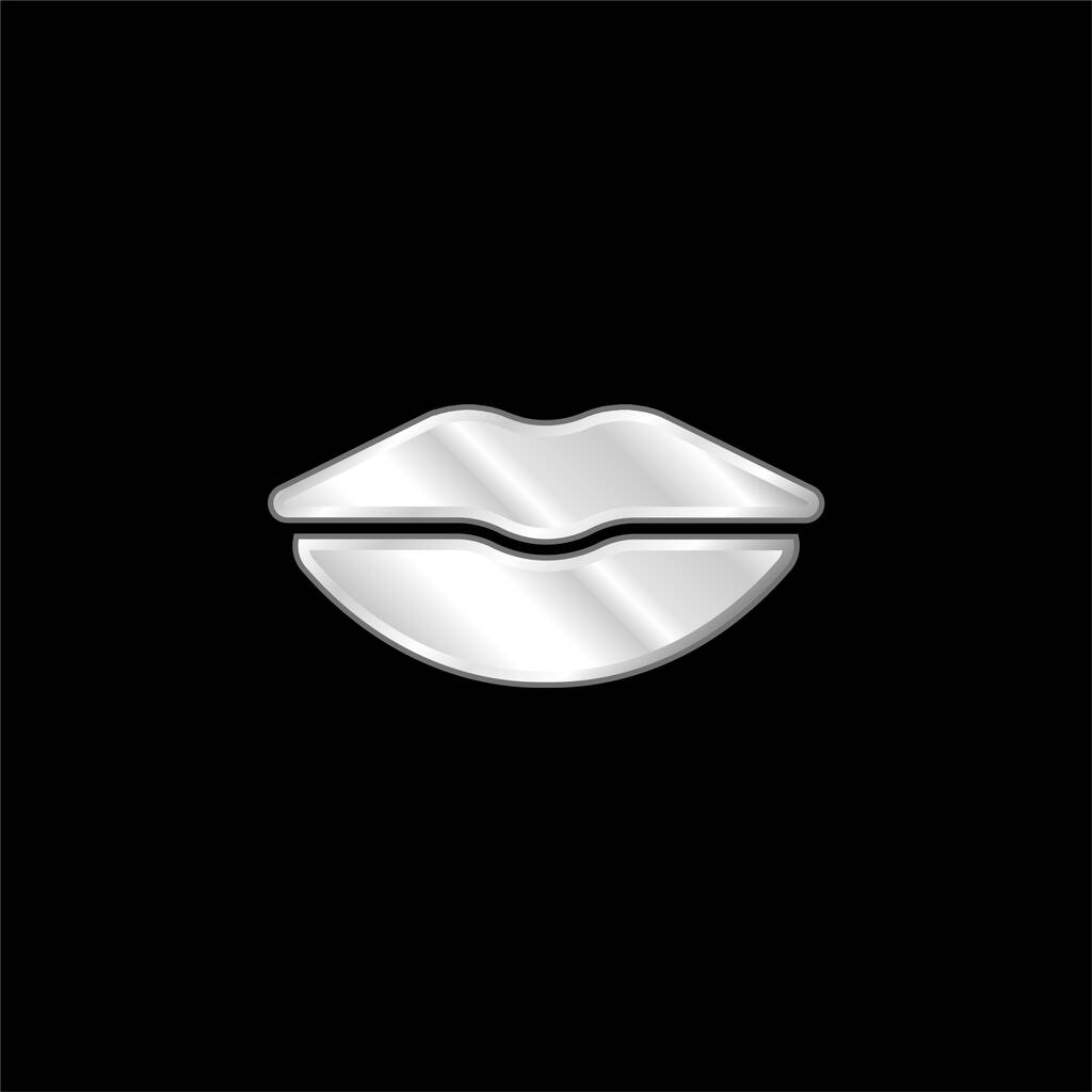 Big Lips silver plated metallic icon - Vector, Image