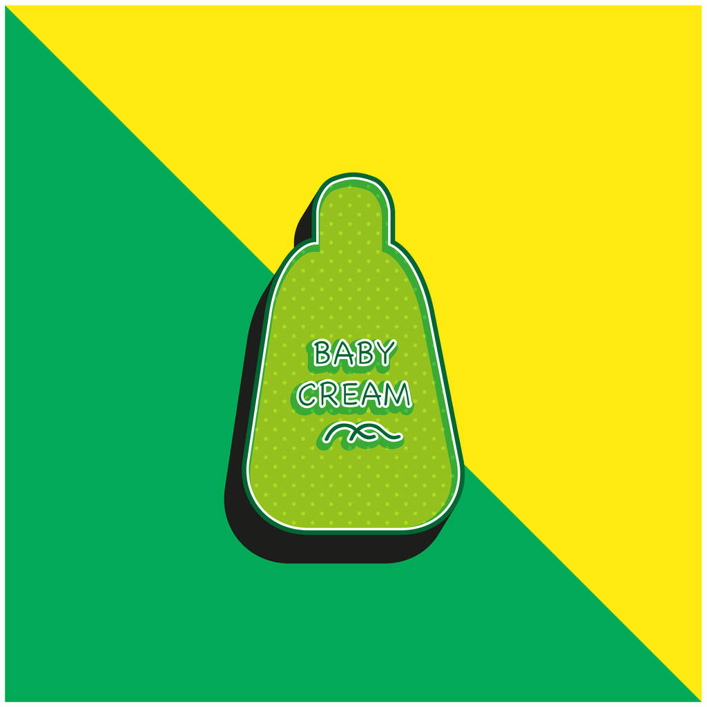 Baby Cream Bottle Green and yellow modern 3d vector icon logo - Vector, Image