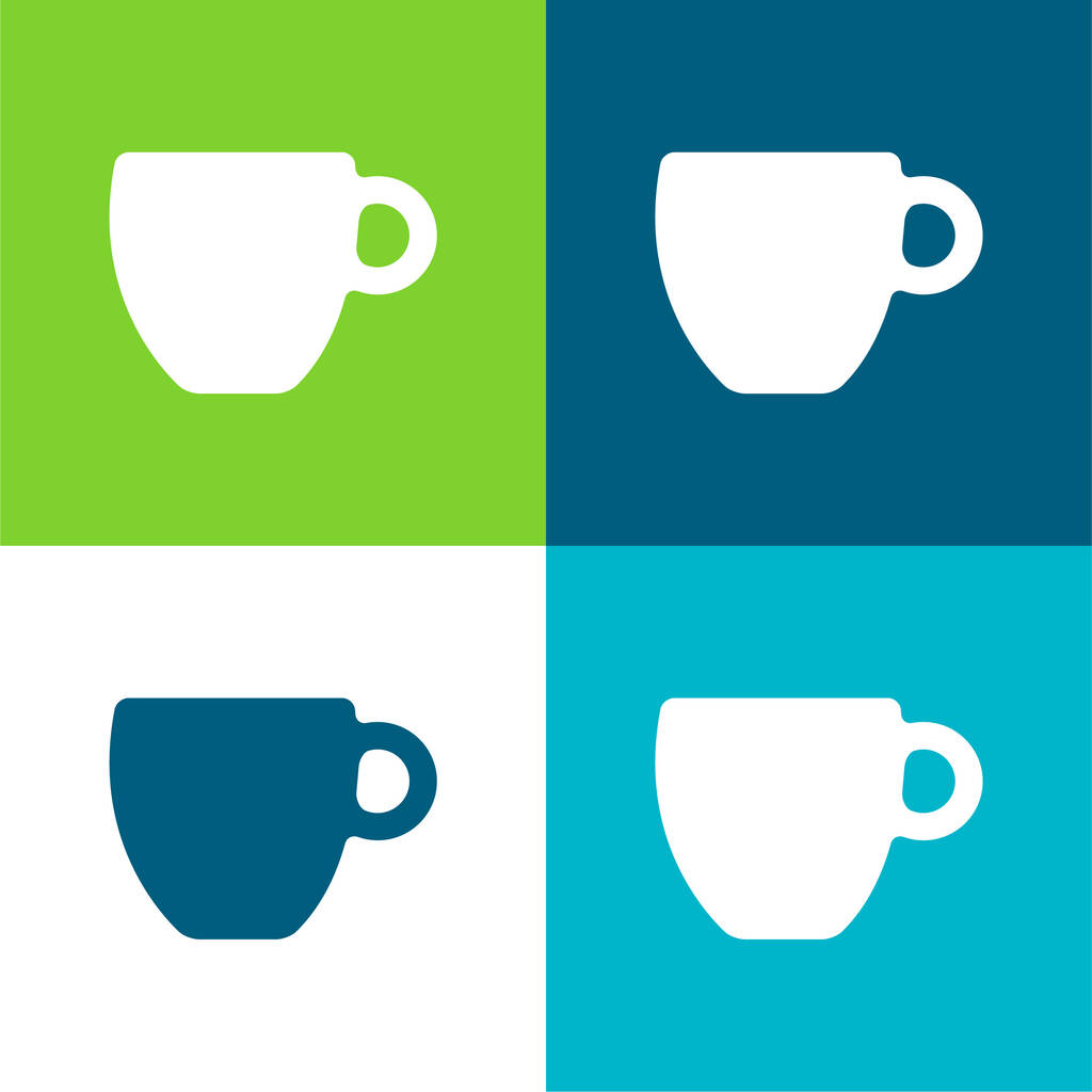 Tasse à café noire Ensemble d'icônes minimal quatre couleurs - Vecteur, image