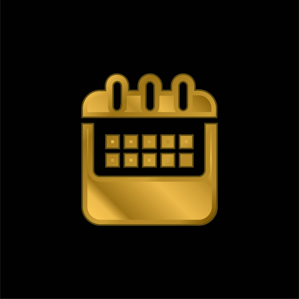 Calendario anual Variante chapado en oro icono metálico o logo vector - Vector, imagen