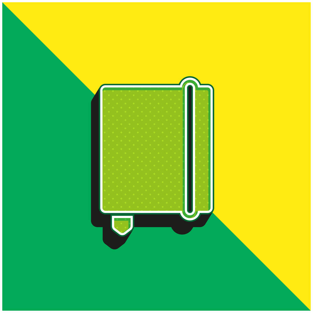 Ατζέντα με σελιδοδείκτη Πράσινο και κίτρινο σύγχρονο 3d διάνυσμα λογότυπο εικονίδιο - Διάνυσμα, εικόνα