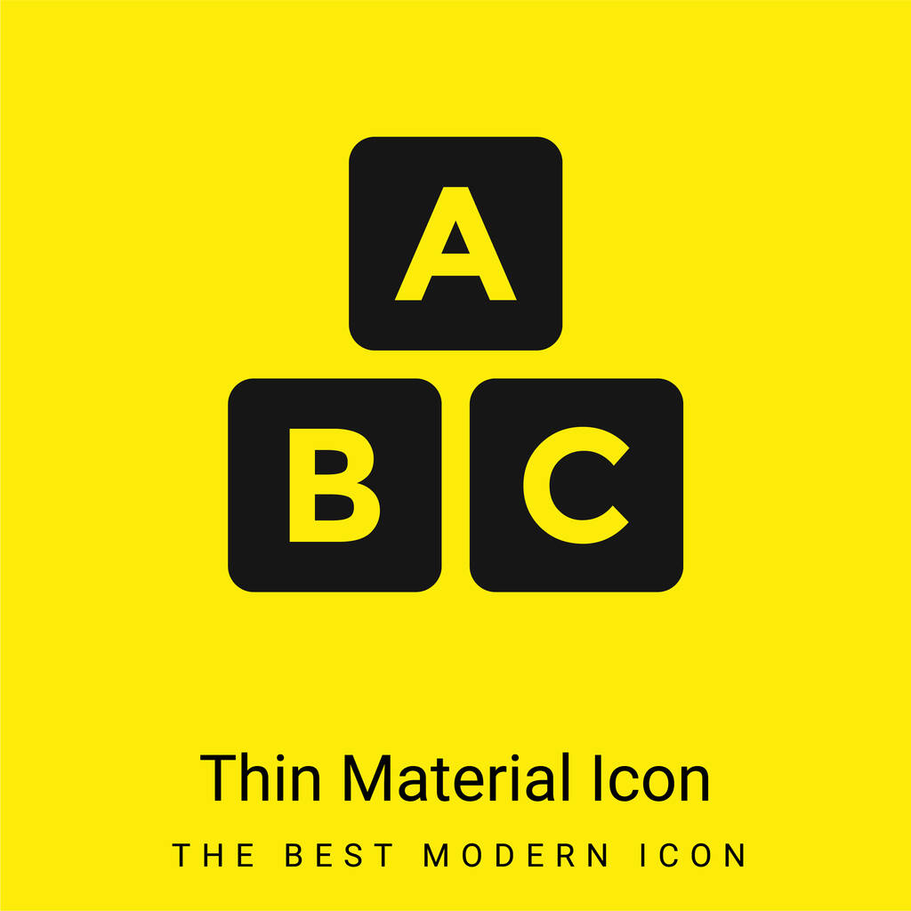 Alfabet minimalna jasnożółta ikona materiału - Wektor, obraz